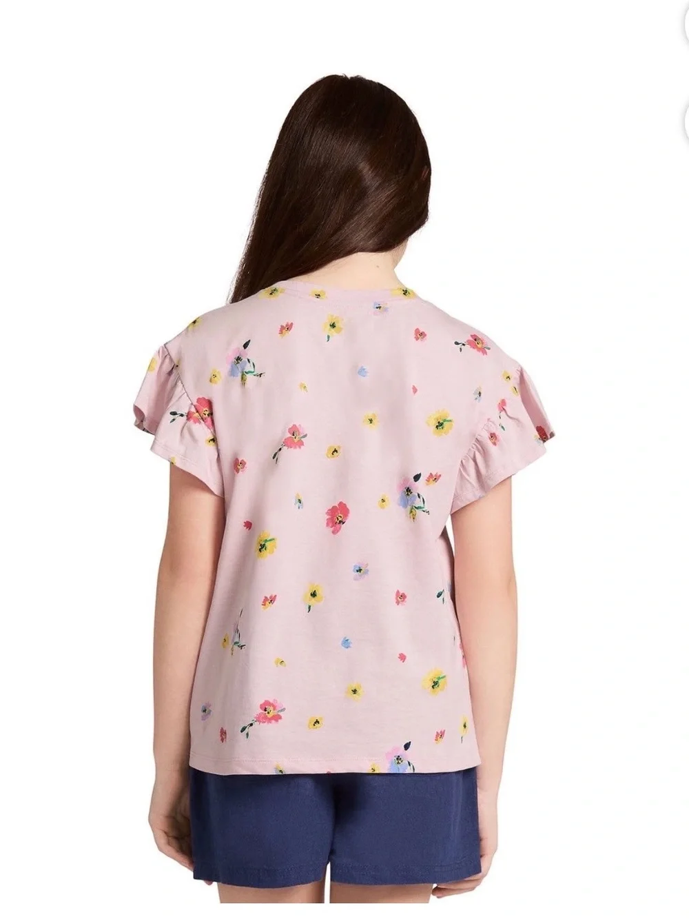 GAP Light Pink Floral Ruffle Sleeve Tee